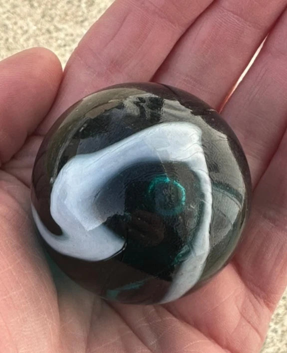 Toe Breaker 50mm (2") AEGEAN translucent blue-green swirl Glass Marble