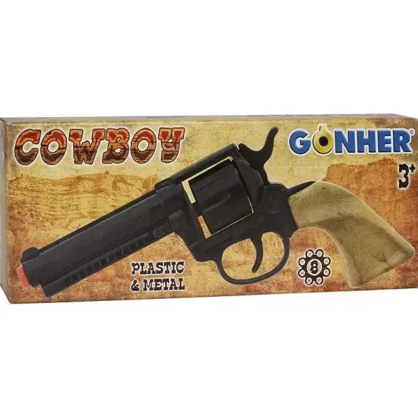 COWBOY WESTERN 8 Shot BLACK Cap Gun Pistol Gun Capgun TOY Gonher Spain