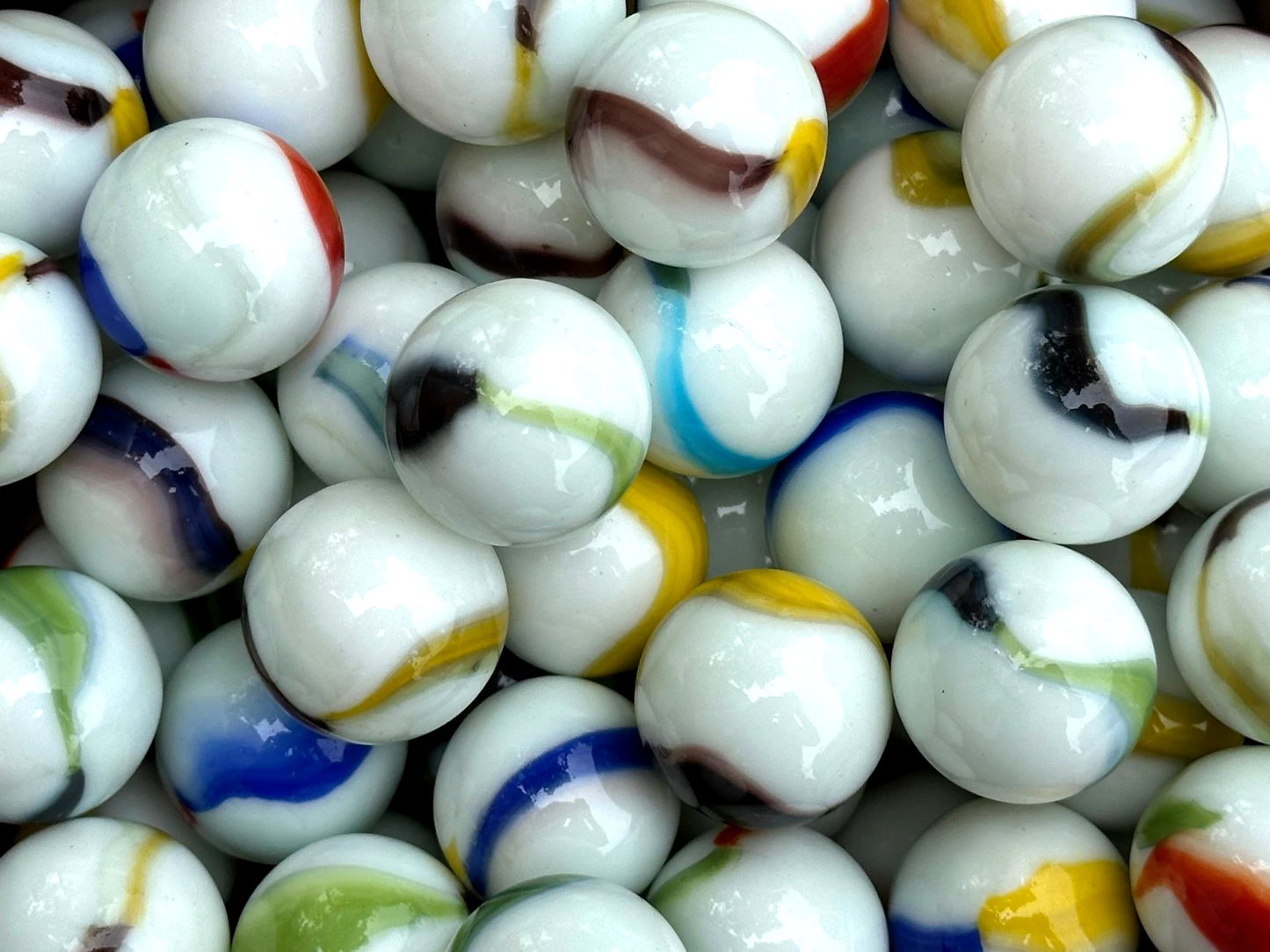 (Lot of 10) OLD GLORY Glass Marbles Random Color Patch 22mm (7/8 inch) SHOOTER Taw Lot