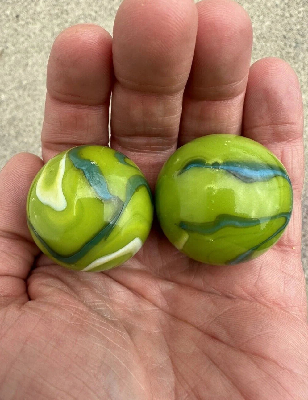 2 BOULDERS 35mm MERMAID Glass Marbles