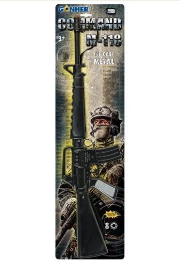 TOY Cap Gun M-16 ARMY Marine Rifle Military DIECAST METAL Capgun