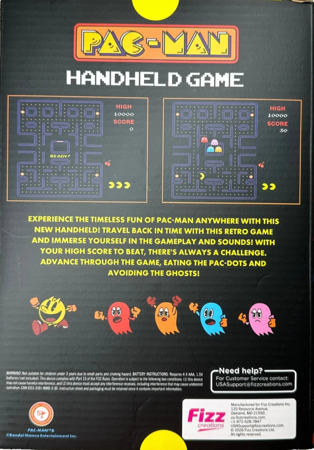 PAC-MAN Handheld Multi-Level Retro Arcade Game Color LCD Joystick Thumb Control