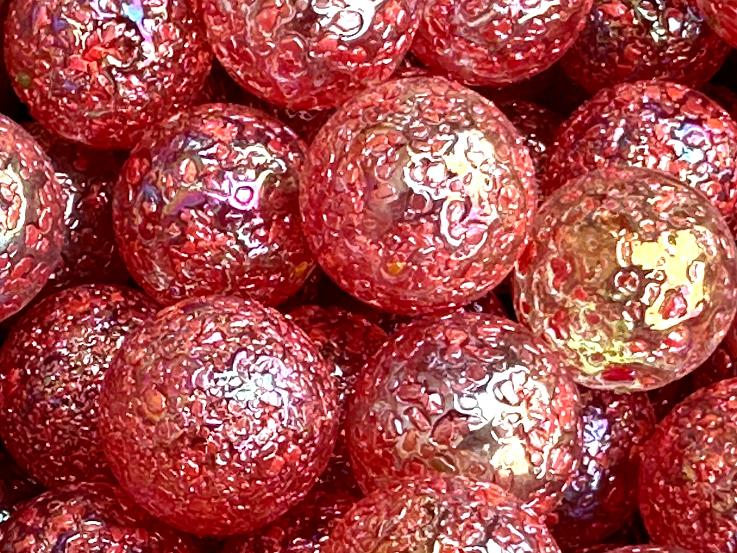 (Lot of 5) PRINCESS Clear/Pink Confetti Swirl Glass Marbles 22mm (7/8 inch) SHOOTER Taw Lot