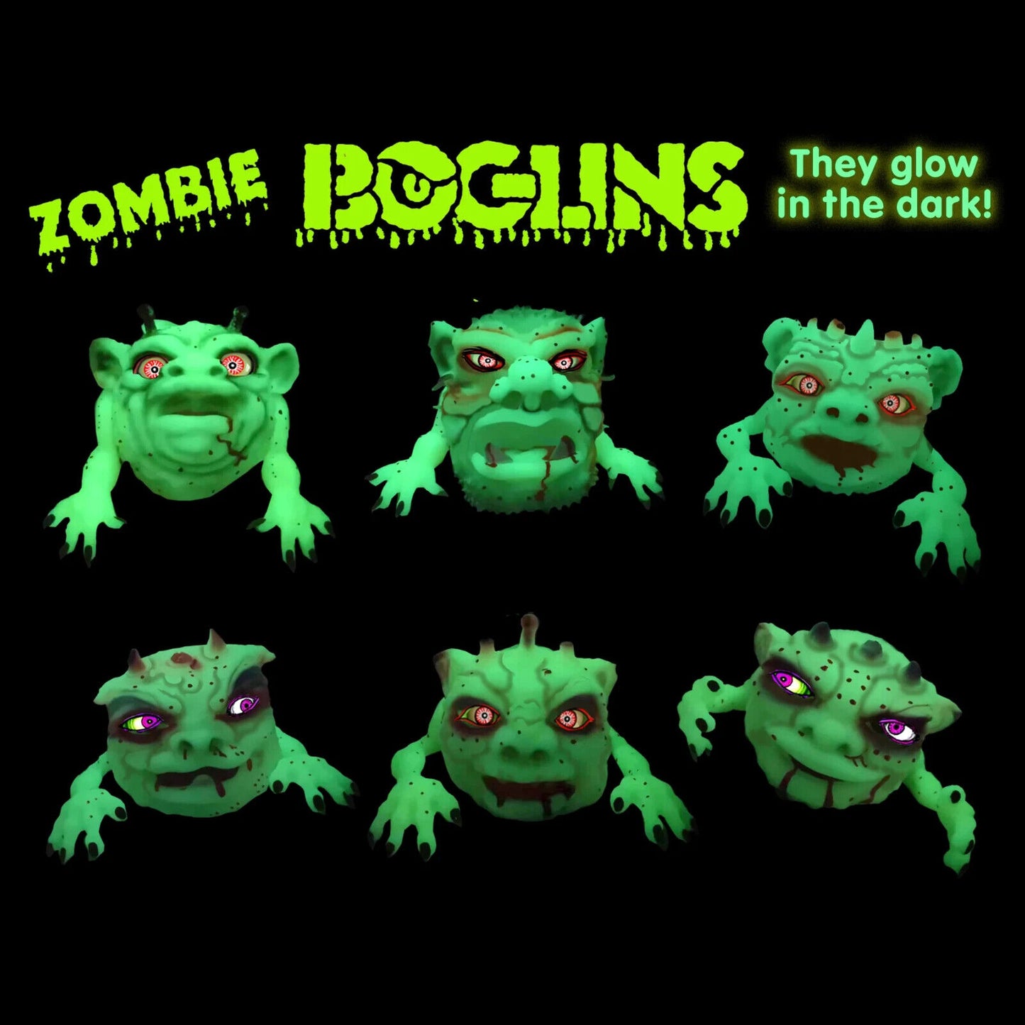 LIMITED EDITION Boglins ZOMBIE ZLOBB 8" Toy GLOWS Monster Puppet Box BONUS PIN