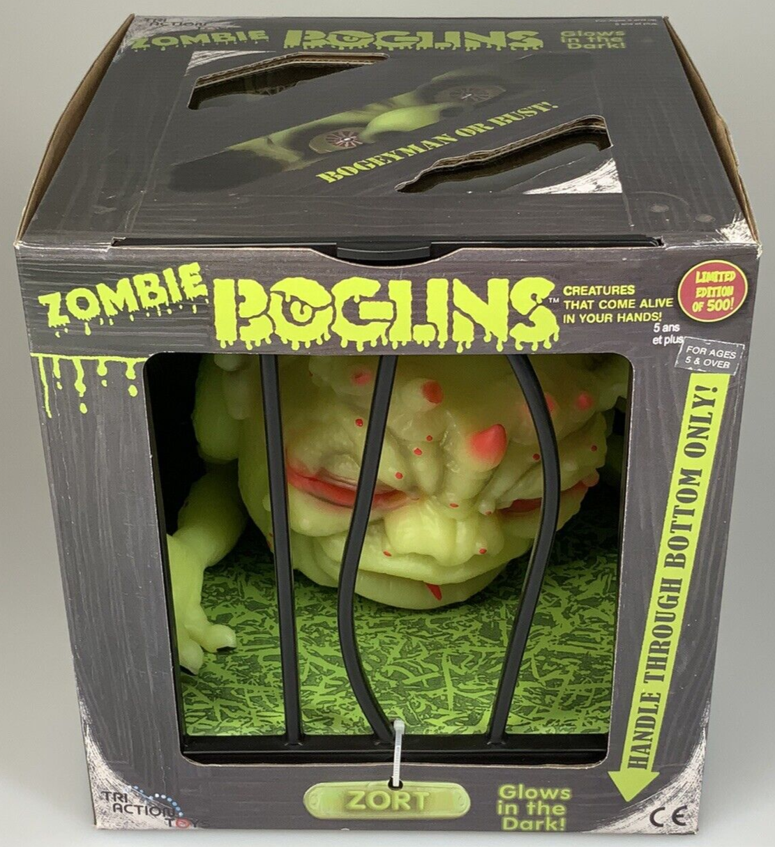 LIMITED EDITION Boglins ZOMBIE ZORT 8" Toy GLOWS Monster Puppet Box BONUS PIN