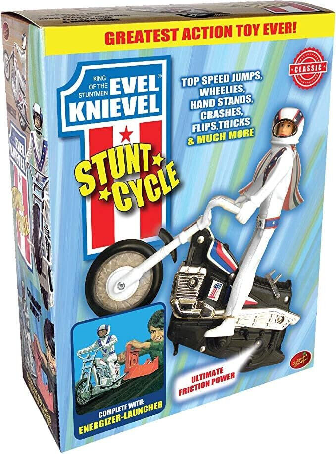 Evel Knievel Stunt Cycle Toy-Wind Up Energizer Launcher