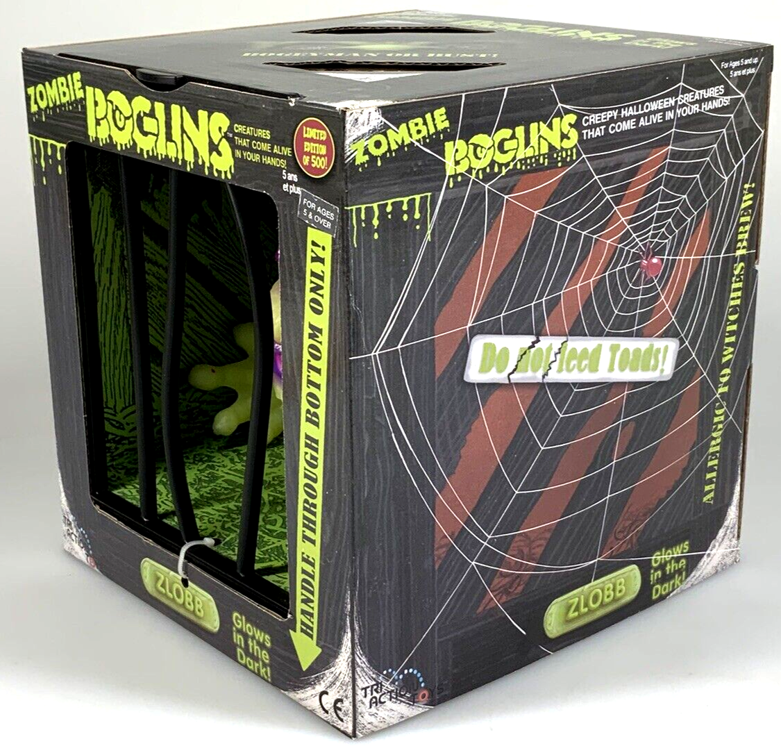 LIMITED EDITION Boglins ZOMBIE ZLOBB 8" Toy GLOWS Monster Puppet Box BONUS PIN