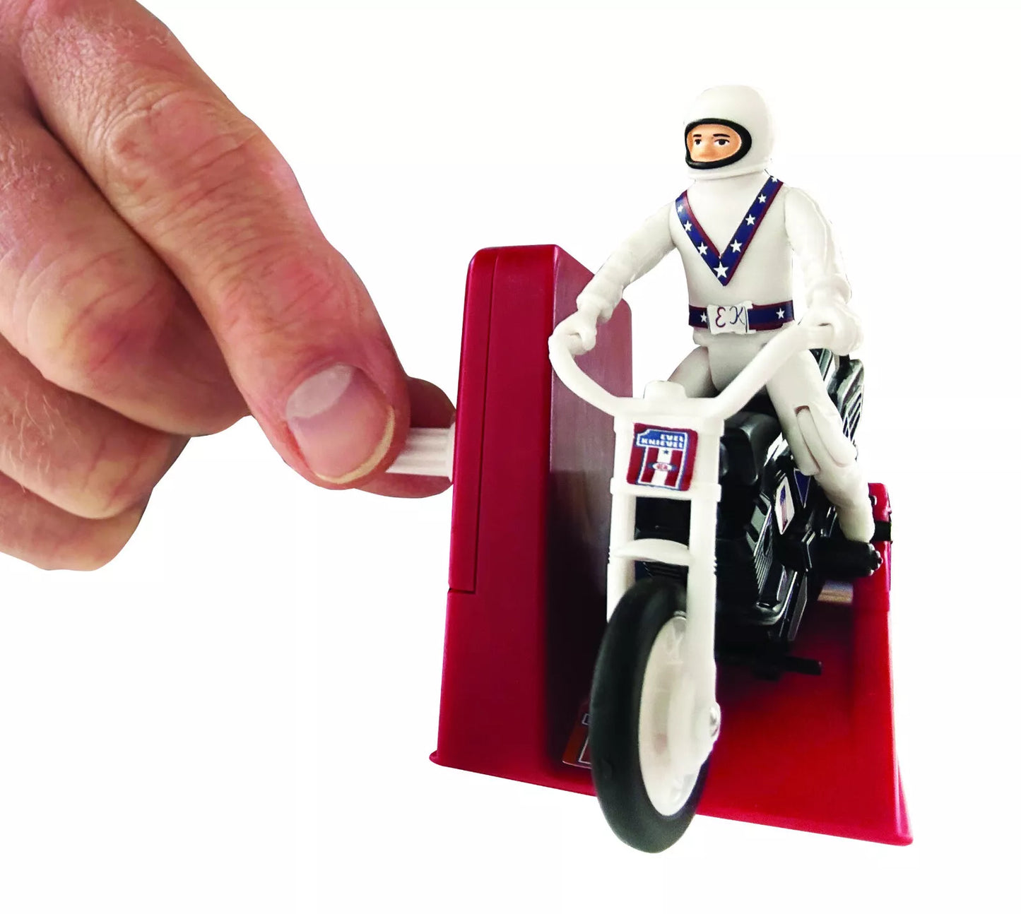 WORLDS SMALLEST Evel Knievel Stunt Cycle Toy- Energizer Launcher-Trail Bike