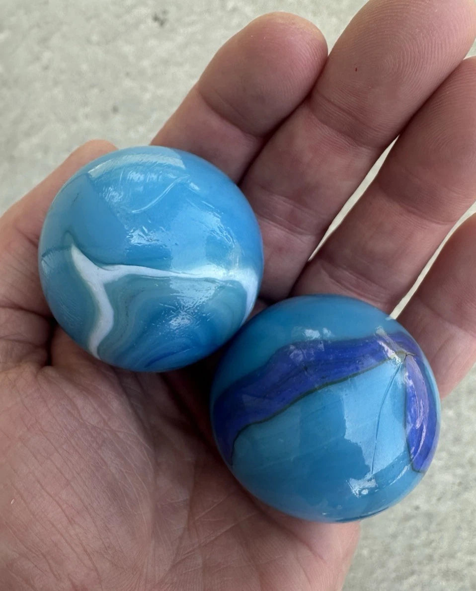 2 MAMMOTH 42mm ICE BLUE Glass Marbles