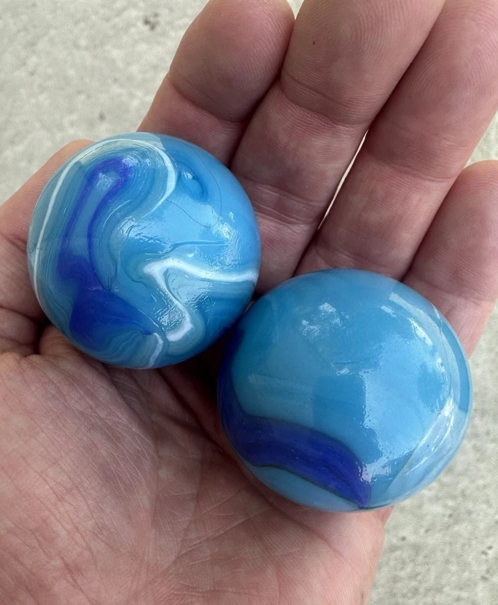 2 MAMMOTH 42mm ICE BLUE Glass Marbles