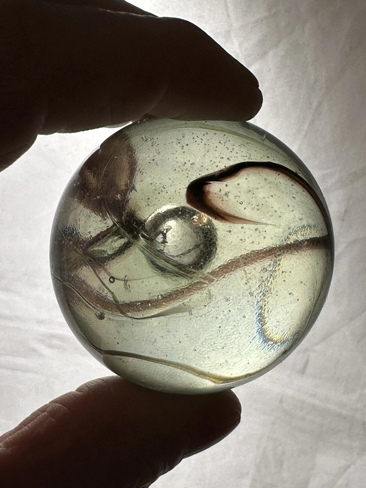 Toe Breaker 50mm (2") POLAR BEAR Brown/White Glass Marble (Copy)