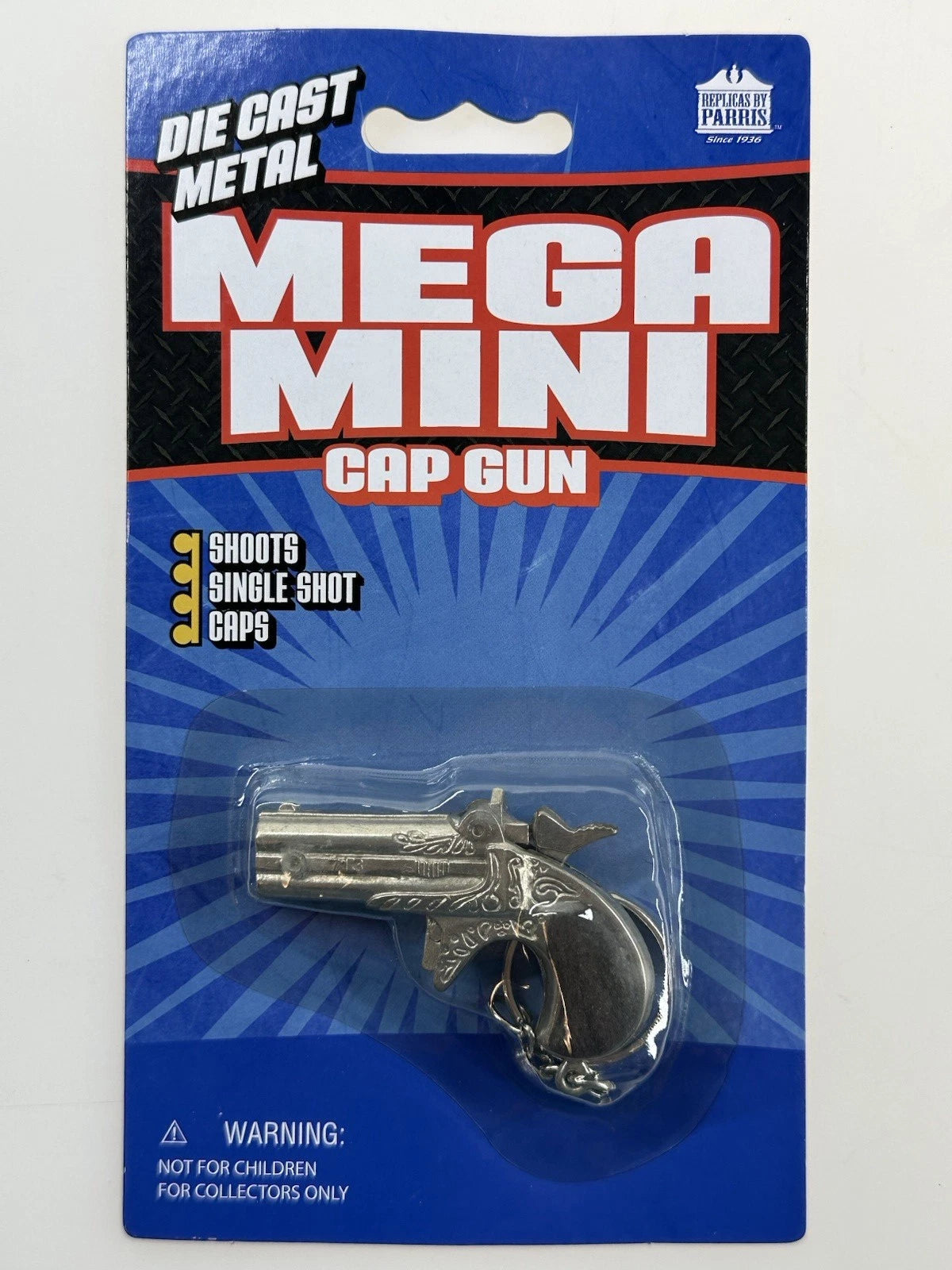 (lot of 6) MEGA MINI Cap Gun KeyChain Derringer,luger 9mm, 1911 Colt 45 Die-cast