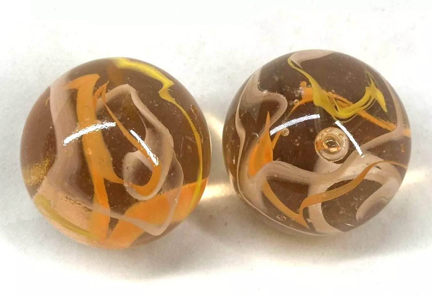 2 BOULDERS 35mm FIrefly Glass Marbles