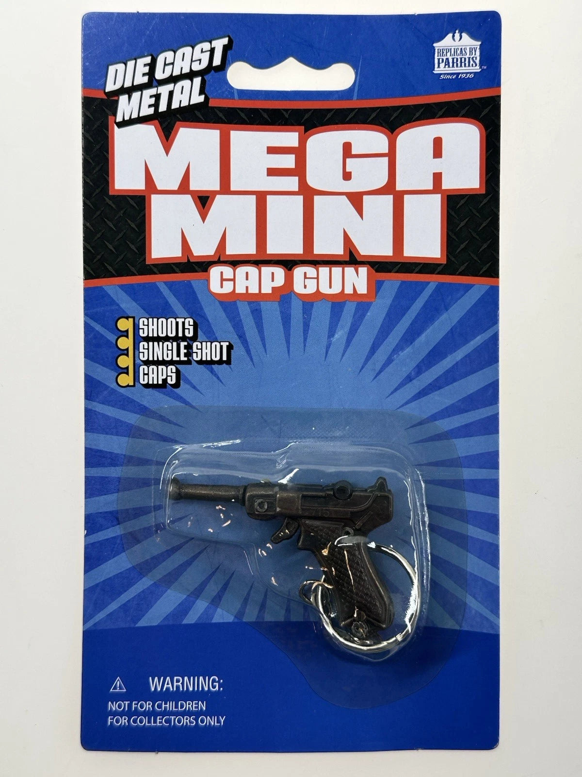 (lot of 6) MEGA MINI Cap Gun KeyChain Derringer,luger 9mm, 1911 Colt 45 Die-cast