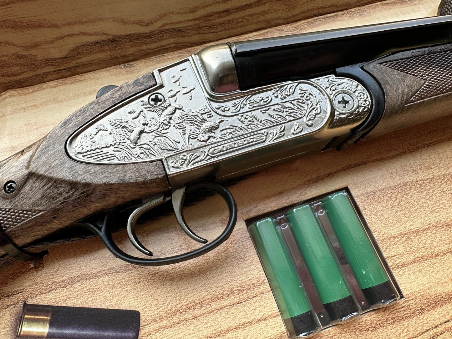 TOY Cap Gun DOUBLE BARREL Gonher Shotgun Shells Monte Carlo Capgun Side x Side