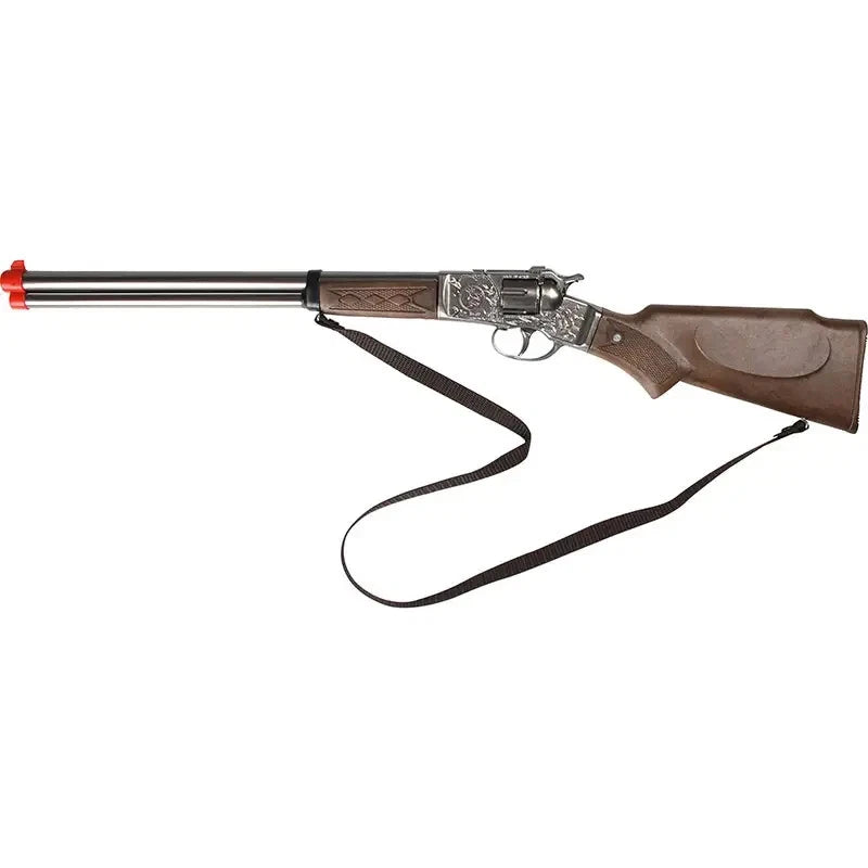TOY Rifle Revolver Metal Cap Gun 8-Shot Capgun Gonher Spain 24"