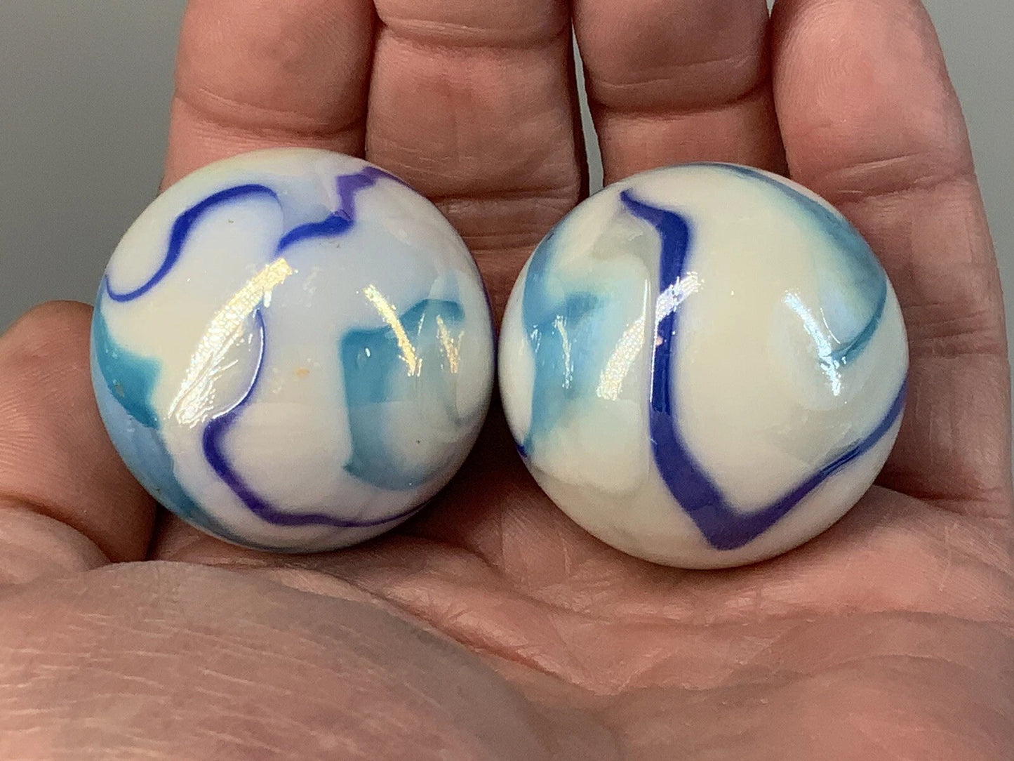 2 BOULDERS 35mm TIGER SHARK Glass Marbles