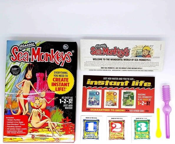 Retro Classic THE AMAZING LIVE SEA MONKEYS Pet EGGS FOOD Instant Life Refill kit