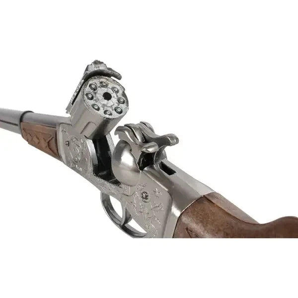 TOY Rifle Revolver Metal Cap Gun 8-Shot Capgun Gonher Spain 24"