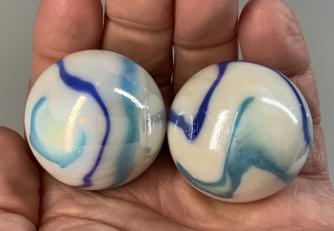 2 BOULDERS 35mm TIGER SHARK Glass Marbles