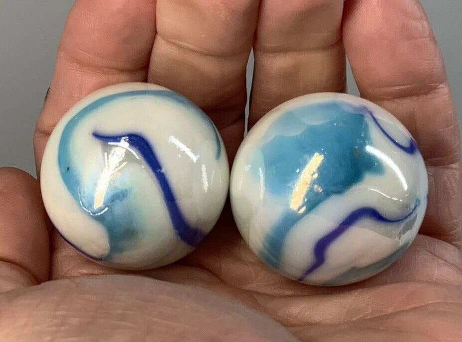 2 BOULDERS 35mm TIGER SHARK Glass Marbles