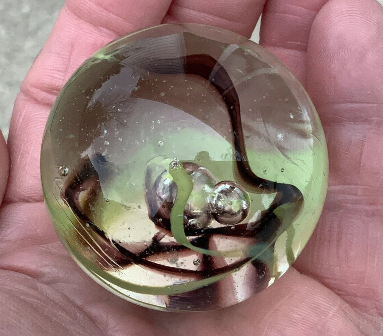 Toe Breaker 50mm (2") COMMANDO Green/Brown Glass Marble