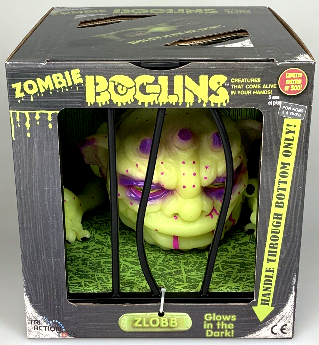 LIMITED EDITION Boglins ZOMBIE ZLOBB 8" Toy GLOWS Monster Puppet Box BONUS PIN