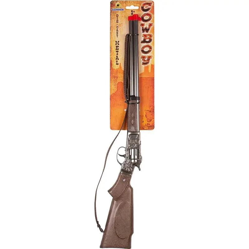 TOY Rifle Revolver Metal Cap Gun 8-Shot Capgun Gonher Spain 24"