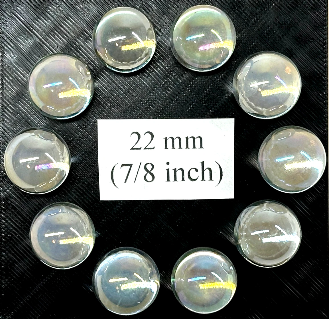 (Lot of 10) SOAP BUBBLE Clear Iridescent Glass Marbles 22mm (7/8 inch) SHOOTER Taw Lot