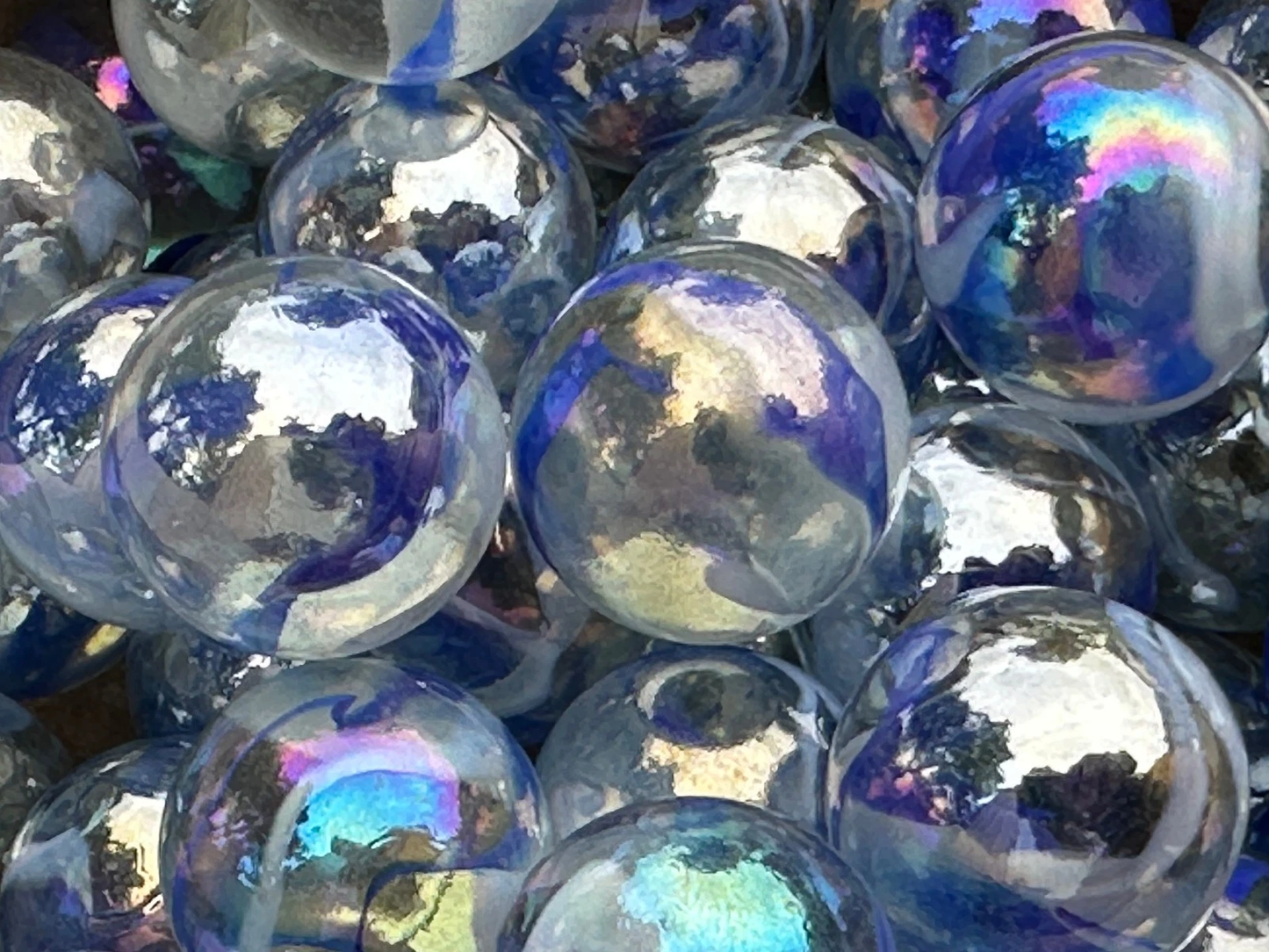 (Lot of 5) VAPOUR Clear Blue Swirl Glass Marbles 22mm (7/8 inch) SHOOTER Taw Lot