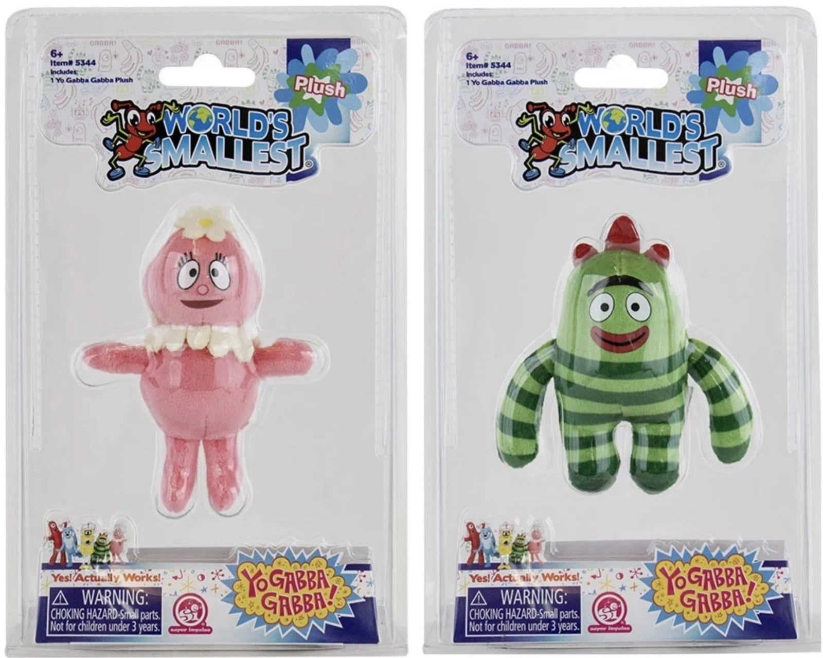 SET 2) World's Smallest PLUSH Backpack Clip Yo Gabba ! Foofa