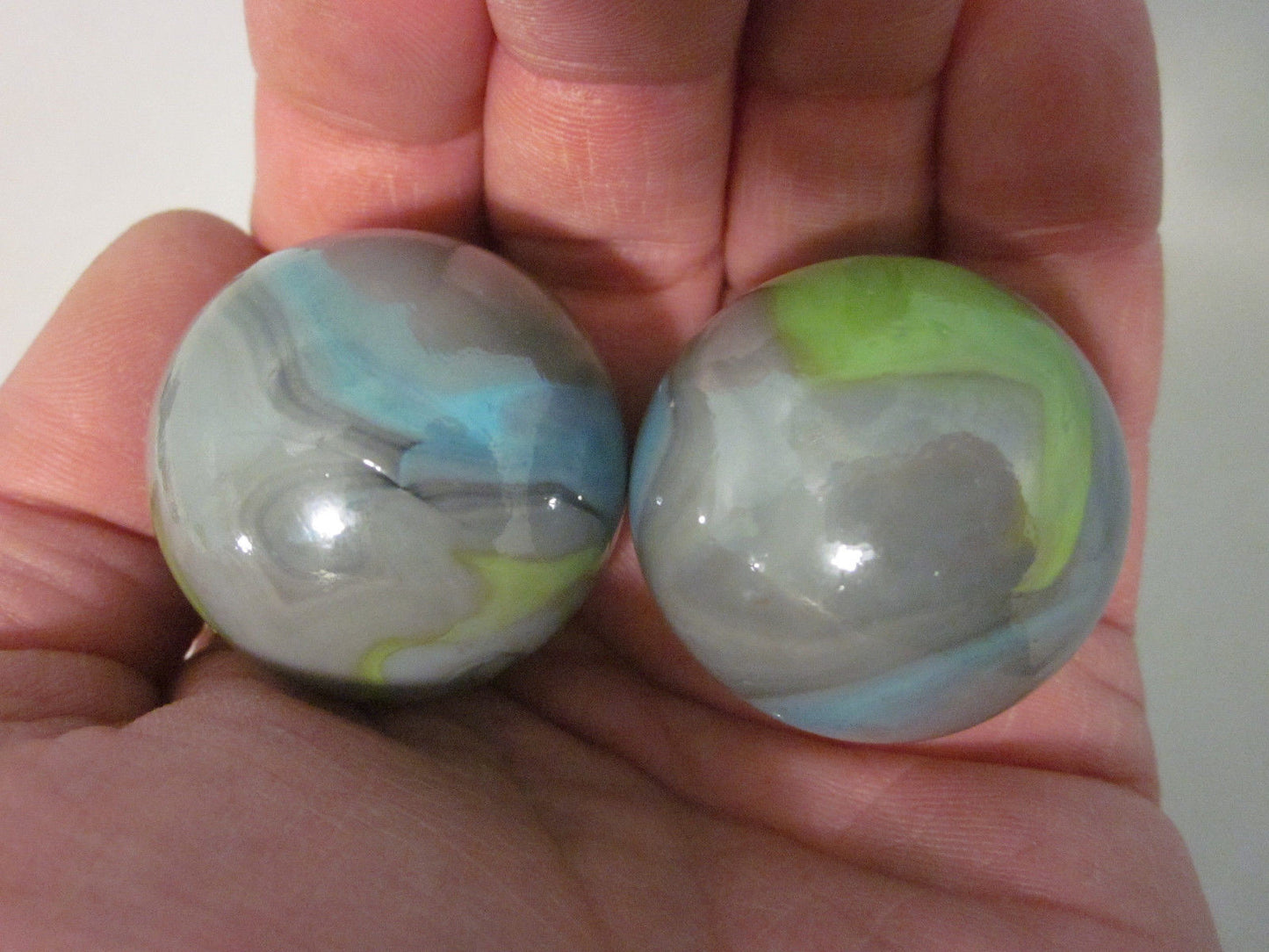 2 BOULDERS 35mm THUNDERBOLT Glass Marbles