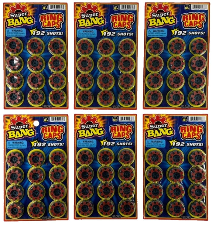 (6 Packs) 8 Shot SUPER BANG Plastic Ring Caps For Gonher Brand Guns - 1152 Total Shots