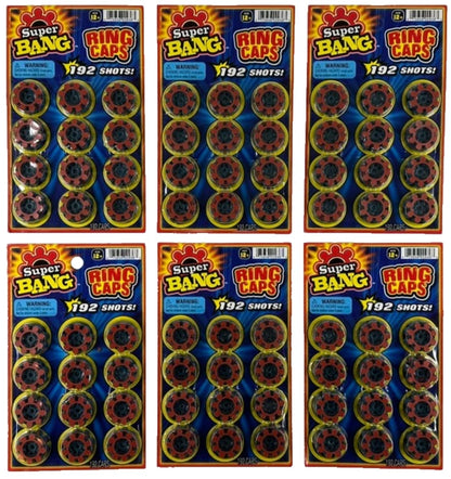 (6 Packs) 8 Shot SUPER BANG Plastic Ring Caps For Gonher Brand Guns - 1152 Total Shots