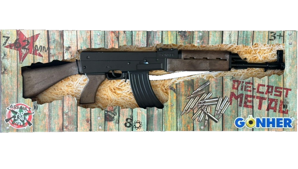 TOY Cap Gun AK-47 Russian Assault Rifle Kalashnikov AR Metal Gonher Spain Capgun