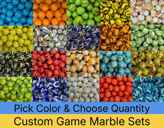 CUSTOM SET Glass Game Marbles 16mm LOT OF 10 (You Choose Color)