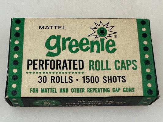 Vintage 1960's Mattel Greenie Perforated Roll Caps (30 Rolls -1500 Shots) Sealed Box NOS