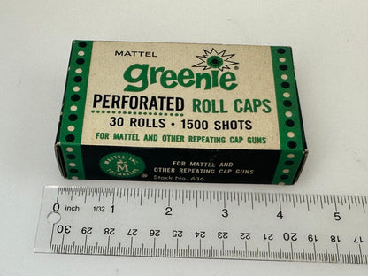Vintage 1960's Mattel Greenie Perforated Roll Caps (30 Rolls -1500 Shots) Sealed Box NOS