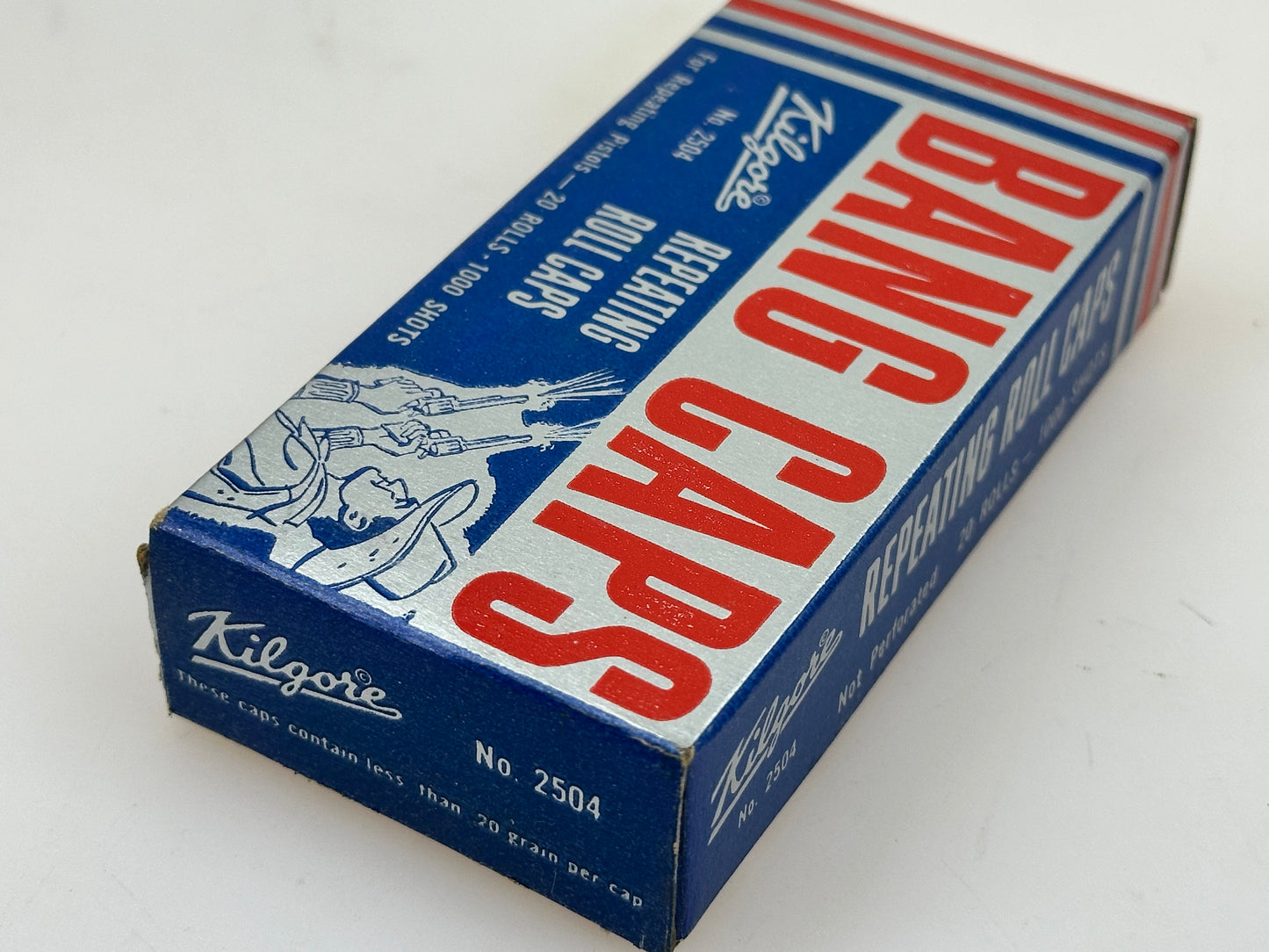 Vintage KILGORE No. 2504 Repeating Paper Roll Caps SEALED Box for Cap Gun Pistols