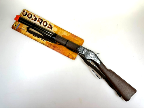 TOY LIL' HENRY (SILVER) Lever Action Rifle Metal Cap Gun Gonher Spain