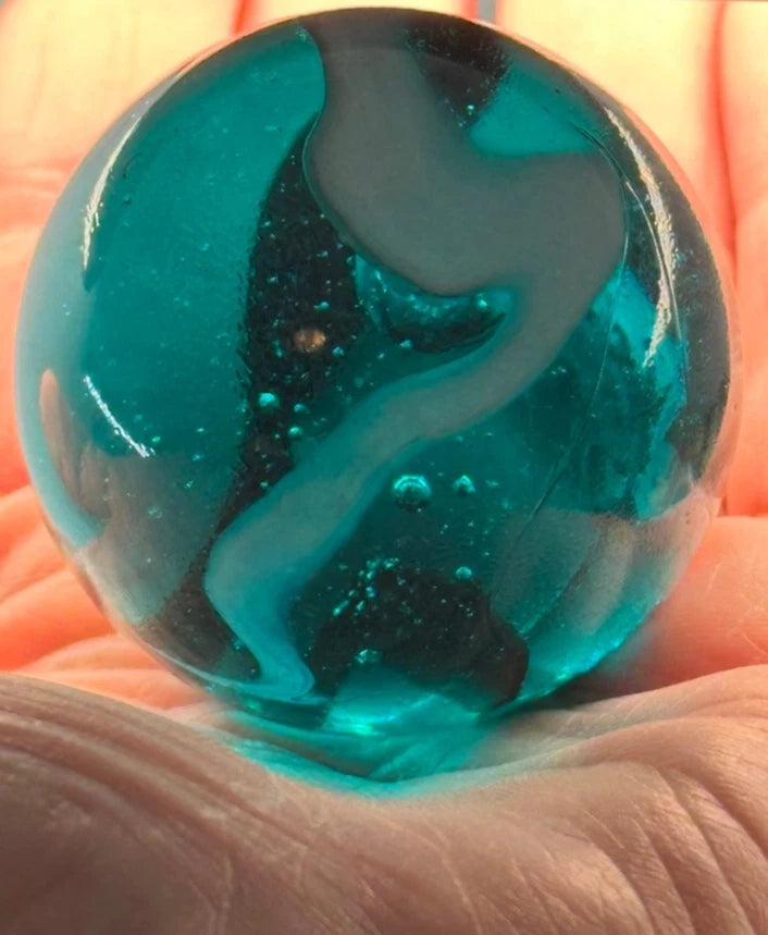Toe Breaker 50mm (2") AEGEAN translucent blue-green swirl Glass Marble
