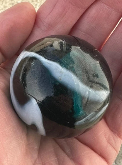 Toe Breaker 50mm (2") AEGEAN translucent blue-green swirl Glass Marble