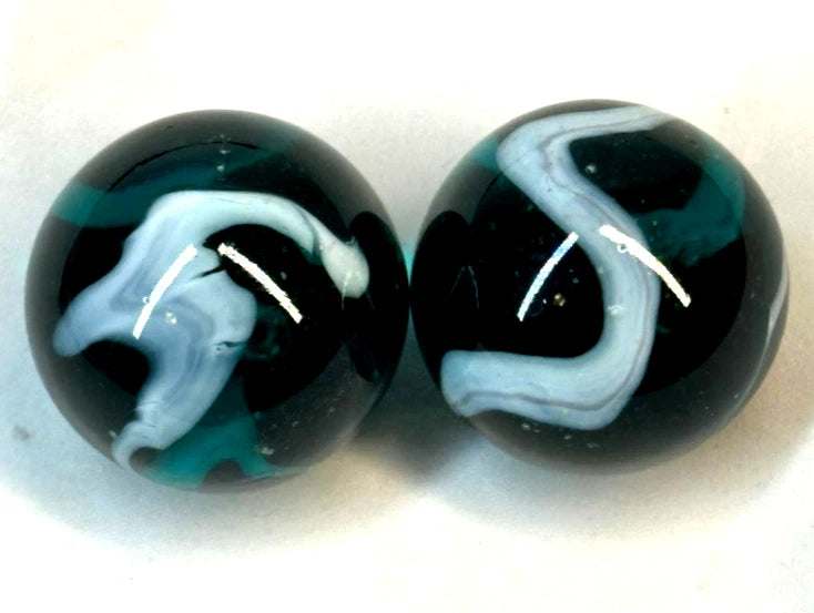 2 BOULDERS 35mm AEGEAN Glass Marbles