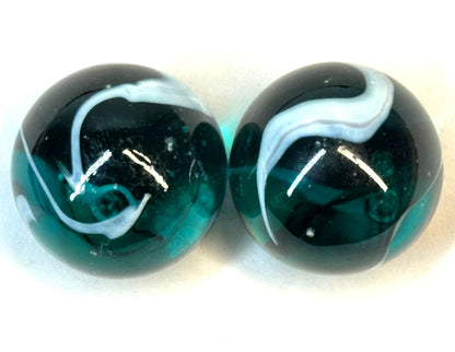 2 BOULDERS 35mm AEGEAN Glass Marbles
