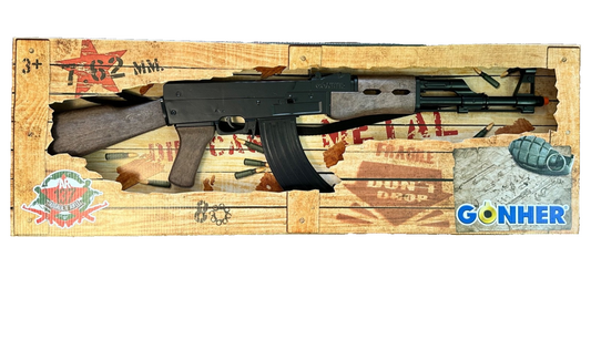 TOY Cap Gun AK-47 Russian Assault Rifle Kalashnikov AR Metal Gonher Spain Capgun