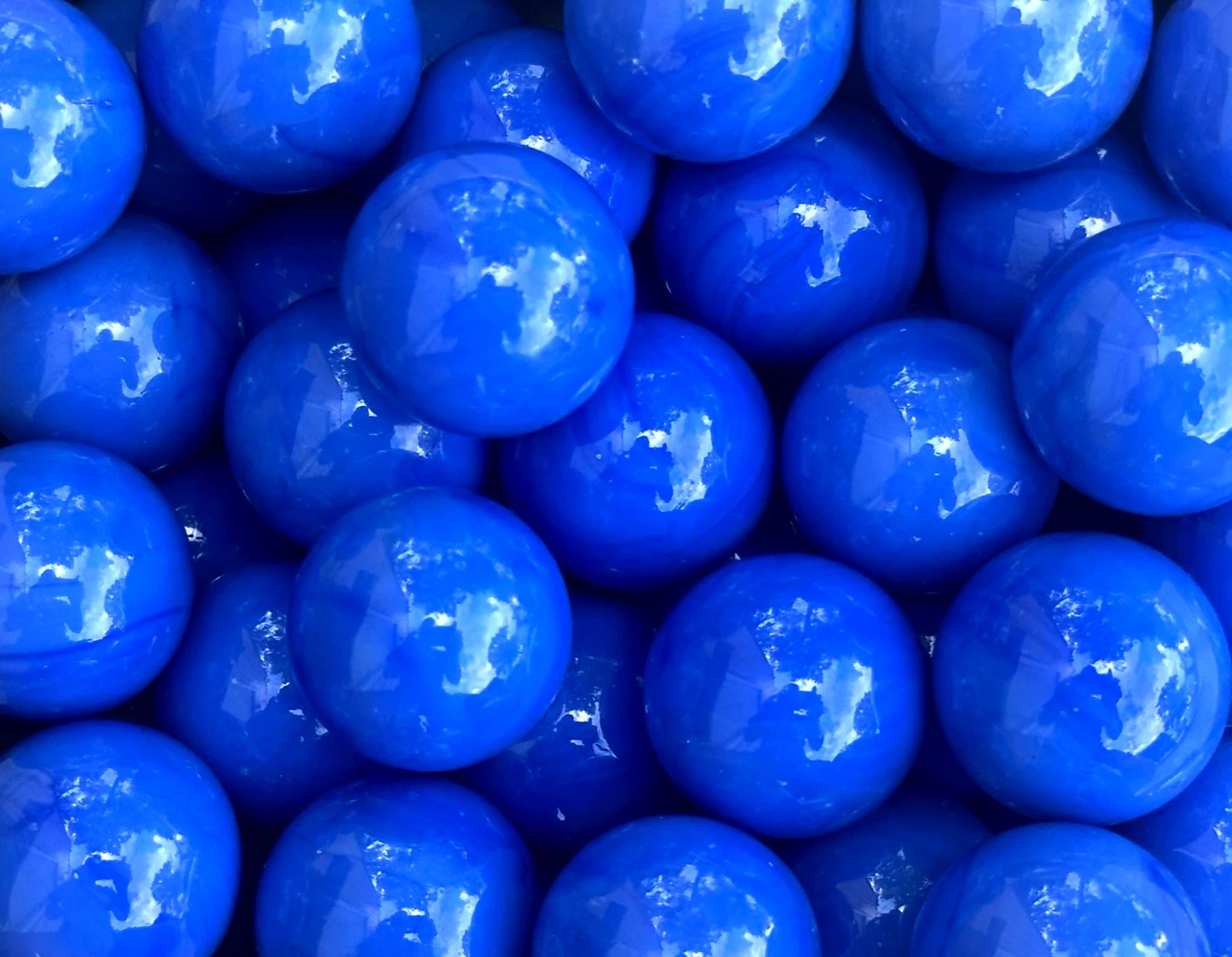 (Lot of 5) BLUE Glass Marbles 25mm (1 inch) SHOOTER Taw Lot
