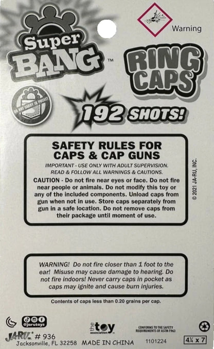 (6 Packs) 8 Shot SUPER BANG Plastic Ring Caps For Gonher Brand Guns - 1152 Total Shots