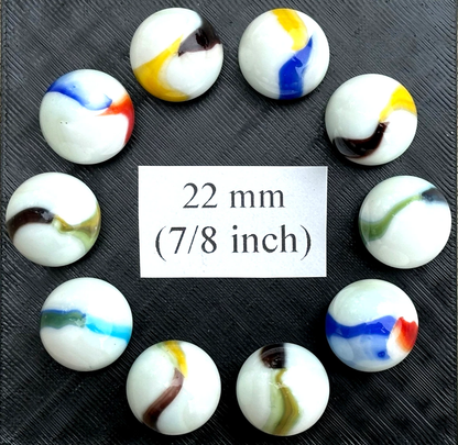 (Lot of 10) OLD GLORY Glass Marbles Random Color Patch 22mm (7/8 inch) SHOOTER Taw Lot