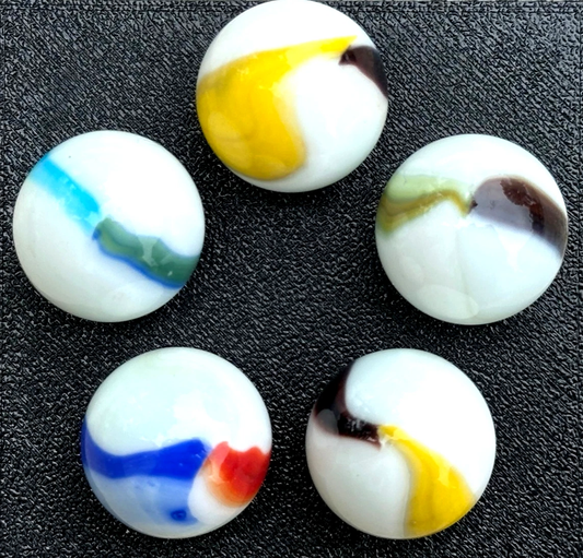 (Lot of 5) OLD GLORY Glass Marbles Random Color Patch 22mm (7/8 inch) SHOOTER Taw Lot