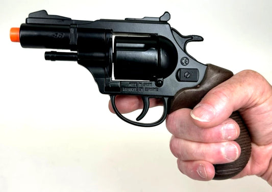 TOY 38 MAGNUM Snub Nose Diecast Metal Ring Cap Gun Revolver Capgun Police Spain (38/6)